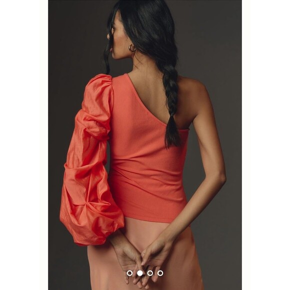 Anthropologie Sunday in Brooklyn One Shoulder Top Medium NWT Orange - Picture 2 of 12